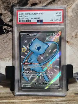 Pokemon PSA 9 MINT Mew ex 216/091 Paldean Fates Shiny Ultra Rare - Image 1