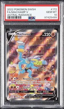 2022 POKEMON SWORD & SHIELD ASTRAL RADIANCE #172 FULL ART/MACHAMP V PSA 10 - Image 1