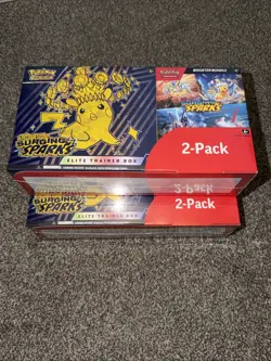 2x Pokemon Surging Sparks ETB & Booster Bundle Costco 2-pack. Factory Sealed - Image 1