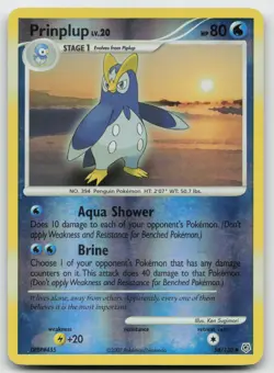 Pokemon TCG Prinplup Reverse Holo Uncommon Diamond and Pearl 58/130 LP - Image 1