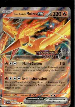 Team Rocket's Moltres ex 031/182 Double Rare Destined Rivals Pokemon Holo LP - Image 1