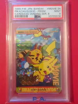 Pikachu & Elekid 1999 Pokemon Prism Carddass Vending #24 Japanese Bandai PSA 9💎 - Image 1