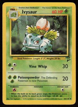 Ivysaur 44/130 Uncommon Base Set 2 Pokemon LP - Image 1