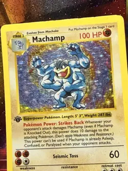 Pokemon TCG Machamp 1st Edition Shadowless Base Set heat press damage - Image 3