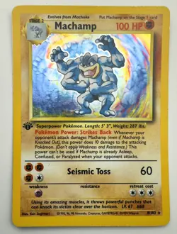 Pokemon TCG Machamp Holo Rare 1st Edition Shadowless Base Set - Image 1