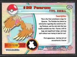 Fearow #22 Pokemon 1999 Topps TV Animation Edition Series 1 Blue Logo - Image 2