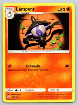 LAMPENT 29/236 UC UNIFIED MINDS POKEMON MP ADACHI - Image 1