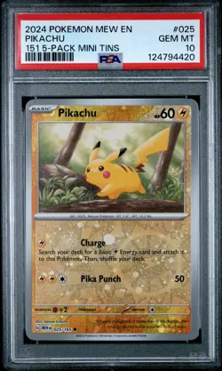 2024 Pokemon Mew En-151 #025 Pikachu 151 5-Pack Mini Tin PSA 10 - Image 1