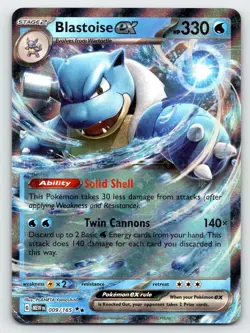 BLASTOISE EX 009/165 DOUBLE RARE 151 POKEMON NM - Image 1