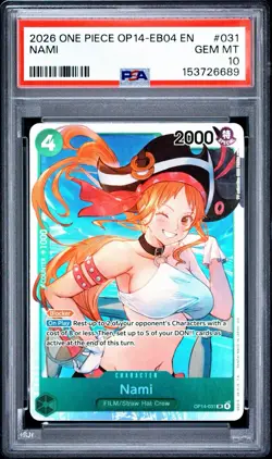 2026 ONE PIECE OP14-EB04-THE AZURE SEA'S SEVEN #031 NAMI PSA 10 - Image 1