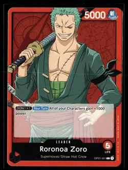 One Piece TCG Romance Dawn #OP01-001 Roronoa Zoro (001) - Image 1