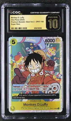 One Piece CGC 10 PRISTINE Monkey D. Luffy SR 2025 OP07-109 - Image 1