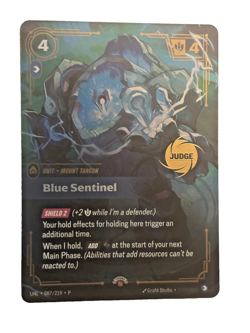 Riftbound: League of Legends TCG Blue Sentinel Judge Stamped Promotional Card - Image 1