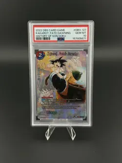 2022 DBS CARD GAME HISTORY OF SON GOKU #DB3-127 KAKAROT, FATE DAWNING PSA 10 - Image 1