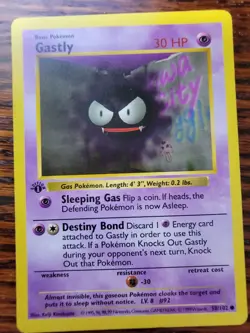 👻Pokemon Card Gastly 50/102 - 1st Edition Base Set Shadowless 1999 MP - Image 1
