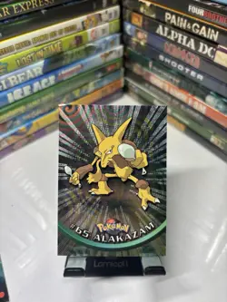 1999 Topps TV Series #65 Alakazam Flames Card Pokemon TCG Foil Black Label NM - Image 1