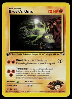 Pokemon Card - Brock's Onix Gym Heroes 21/132 1st Edition Rare - Image 1