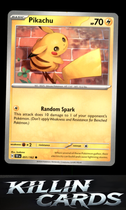 Pikachu 051/162 Pokemon Common SV05: Temporal Forces Card NM - Image 1