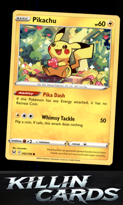 Pikachu 052/196 Pokemon Common SWSH11: Lost Origin Card NM - Image 1