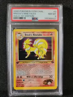Brock's Ninetales Gym Challenge 1st Edition Holo Rare Card 3/132 PSA 8 - Image 1