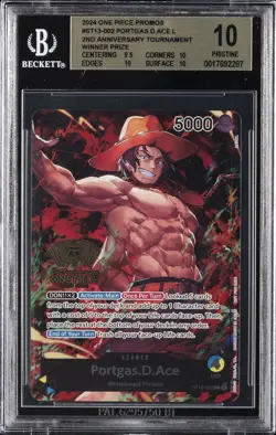 2024 ONE PIECE PROMOS #ST13-002 PORTGAS.D.ACE BGS 10 - Image 1
