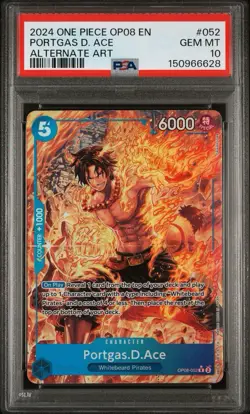 Portgas D. Ace 052 Alternate Art One Piece Op08 two Legends One Piece PSA 10 - Image 1