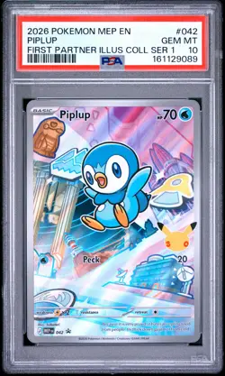 2026 POKEMON MEP EN-ME BLACK STAR PROMO #042 PIPLUP PSA 10 - Image 1