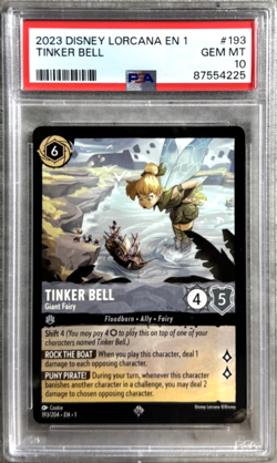 Disney Lorcana Tinker Bell PSA 10 Gem Mint, The First Chapter EN 1 193/204, 2023 - Image 1