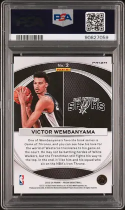 2023 Prizm Victor Wembanyama Global Reach #2 SILVER Prizm Mint PSA 10 Rookie - Image 2
