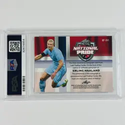 2022 Leaf Metal Erling Haaland National Pride Black Jersey # 9/10 PSA 8 Auto 10 - Image 2
