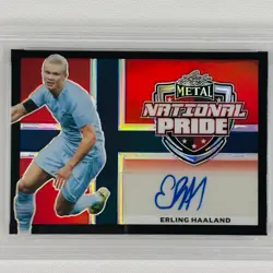 2022 Leaf Metal Erling Haaland National Pride Black Jersey # 9/10 PSA 8 Auto 10 - Image 3