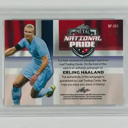 2022 Leaf Metal Erling Haaland National Pride Black Jersey # 9/10 PSA 8 Auto 10 - Image 5