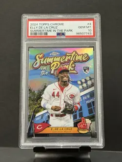 2024 TOPPS CHROME SUMMERTIME IN THE PARK #4 ELLY DE LA CRUZ PSA 10 GEM MINT - Image 1