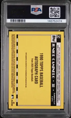 2025 Topps Chrome UPD Junior Caminero 90 Auto /50 Gold Refractor PSA 10 Gem Mint - Image 2