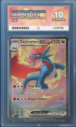 2025 Journey Together Salamence ex 187/159 SIR Gem Mint 10 Graded Pokemon Card - Image 1