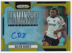 24/25 Calvin Bassey /10 Gold Auto Panini Prizm Premier League Fulham - Image 1