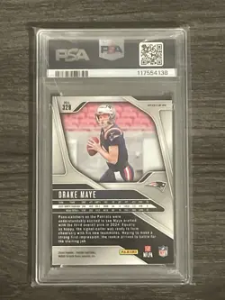 2024 Panini Prizm - Rookies Drake Maye #329 Neon Green Pulsar Prizm (RC) PSA 10 - Image 2