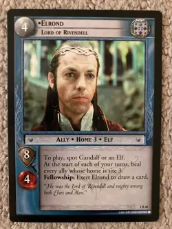 LOTR TCG Elrond, Lord of Rivendell 1R40 Fellowship of the Ring NM Decipher - Image 1