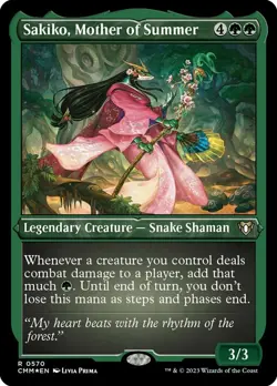 1x Sakiko, Mother of Summer - Foil Etched MTG - Commander Masters - Light Play - Image 1