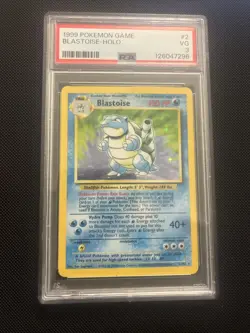 Pokemon TCG Blastoise Holo Card Base Set 2/102 Psa 3 - Image 1