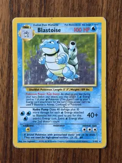 Pokemon TCG Blastoise Holo Card Base Set 2/102 - Image 1