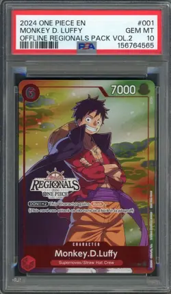 PSA 10 Monkey D. Luffy (Offline Regionals Pack Vol.2) P-001 EN One Piece B2 - Image 1
