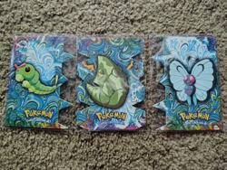 Topps Pokemon card lot or 3, Caterpie, metapod, Butterfree, die cut card - Image 1