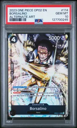 2023 ONE PIECE OP02-PARAMOUNT WAR ALTERNATE ART #114 BORSALINO PSA 10 - Image 1