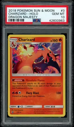 Charizard Holo #3/70 2018 Pokemon Sun & Moon Dragon Majesty Gem MINT PSA 10 - Image 1