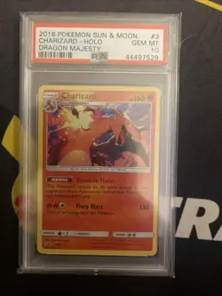 Charizard Holo #3/70 - 2018 Pokemon Sun & Moon Dragon Majesty - Gem MINT PSA 10 - Image 2