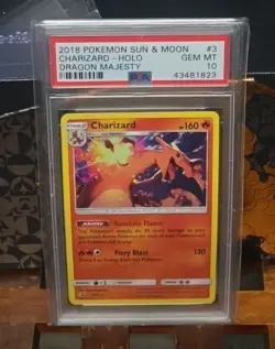 2018 Pokemon Sun & Moon Charizard Holo #3 Dragon Majesty PSA 10 MINT - Image 1