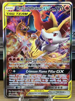 Charizard & Braixen GX SM230 Black Star Promo Holo Card Pokemon (Dented) - Image 1