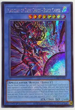 Yugioh Magician of Dark Chasos - Black Chaos CORI-EN027 Secret Rare 1st Edition - Image 1