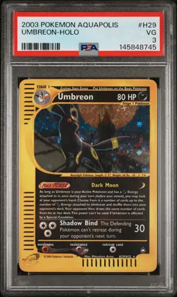 2003 POKEMON AQUAPOLIS #H29 UMBREON-HOLO PSA 3 - Image 1